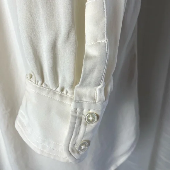 Brooks Brothers Neck Tie Cream White 100% Silk Blouse Size 8 - Picture 7 of 9